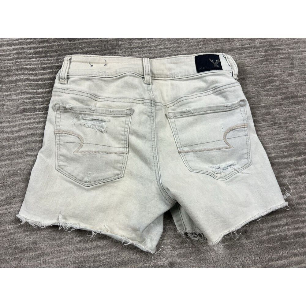 American‎ Eagle Shorts Womens 4 Blue Light Wash Hi Rise Shortie Super Stretch - Picture 8 of 13